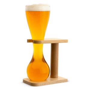 Quarter Yard Ale or Beer Glass with Wooden Stand