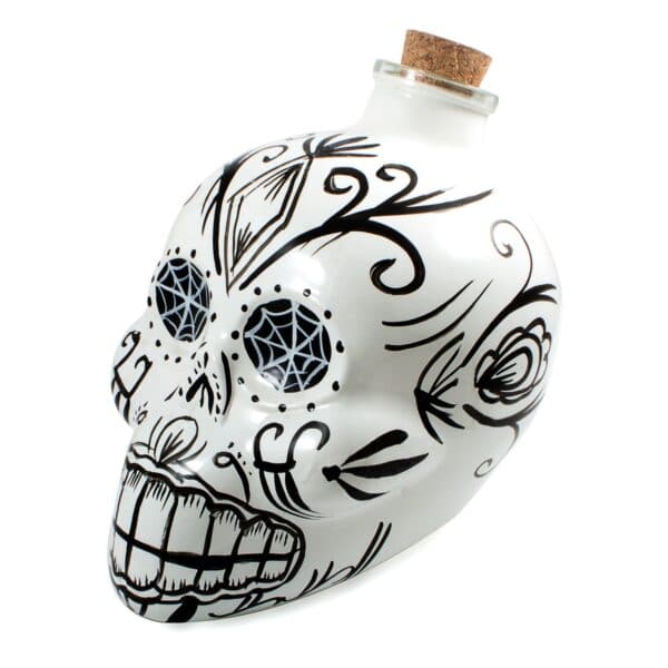 Day of the Dead Decanter Mexican Painted Candy Skull - White