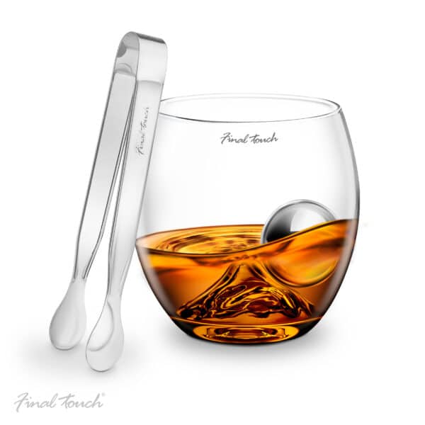 Final Touch On The Rock Whisky Glass Stainless Steel Ball & Tongs