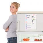 Magnetic Daily Planner Board With Shopping List on a fridge