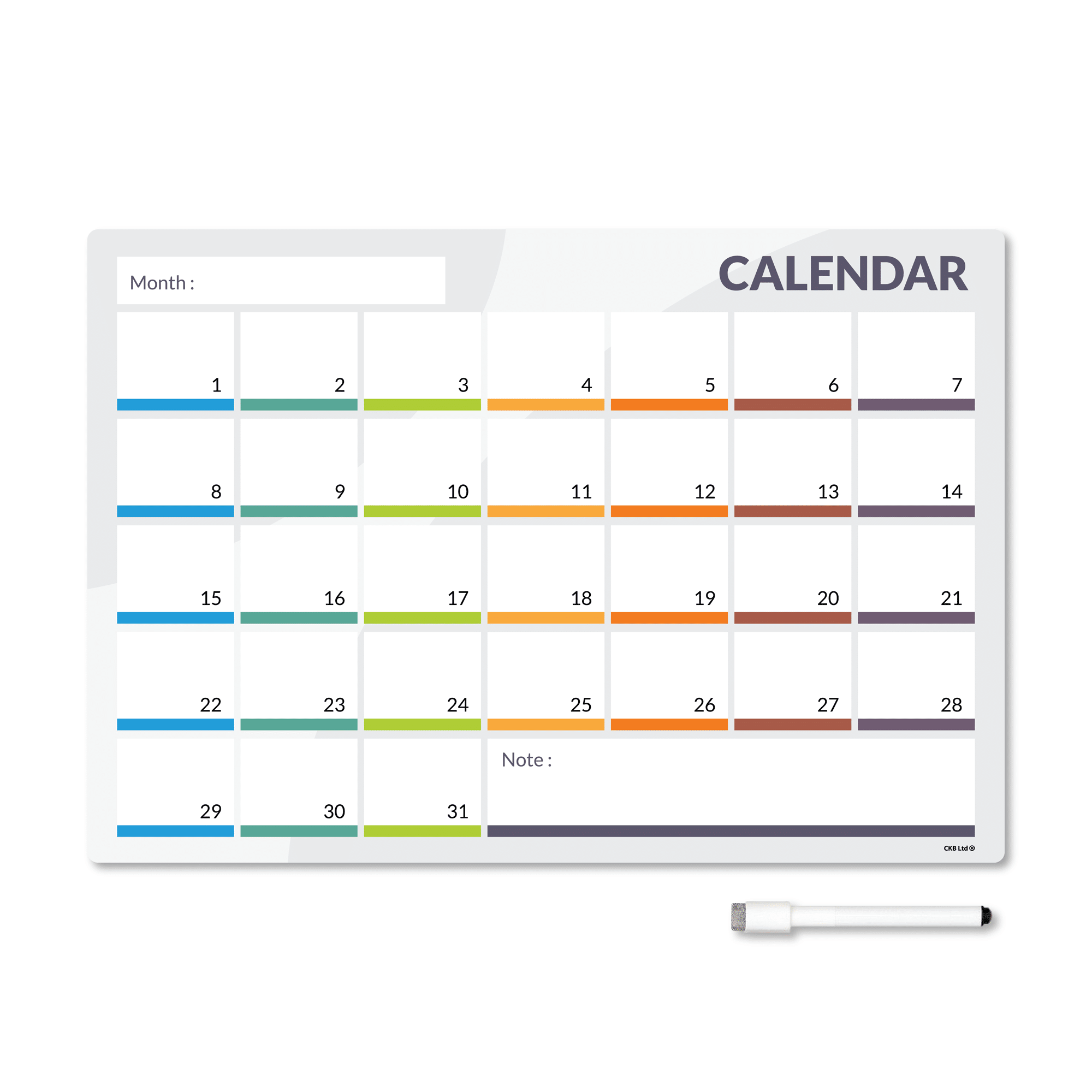 Calendar Magnetic Fridge Board 31 Day Planner