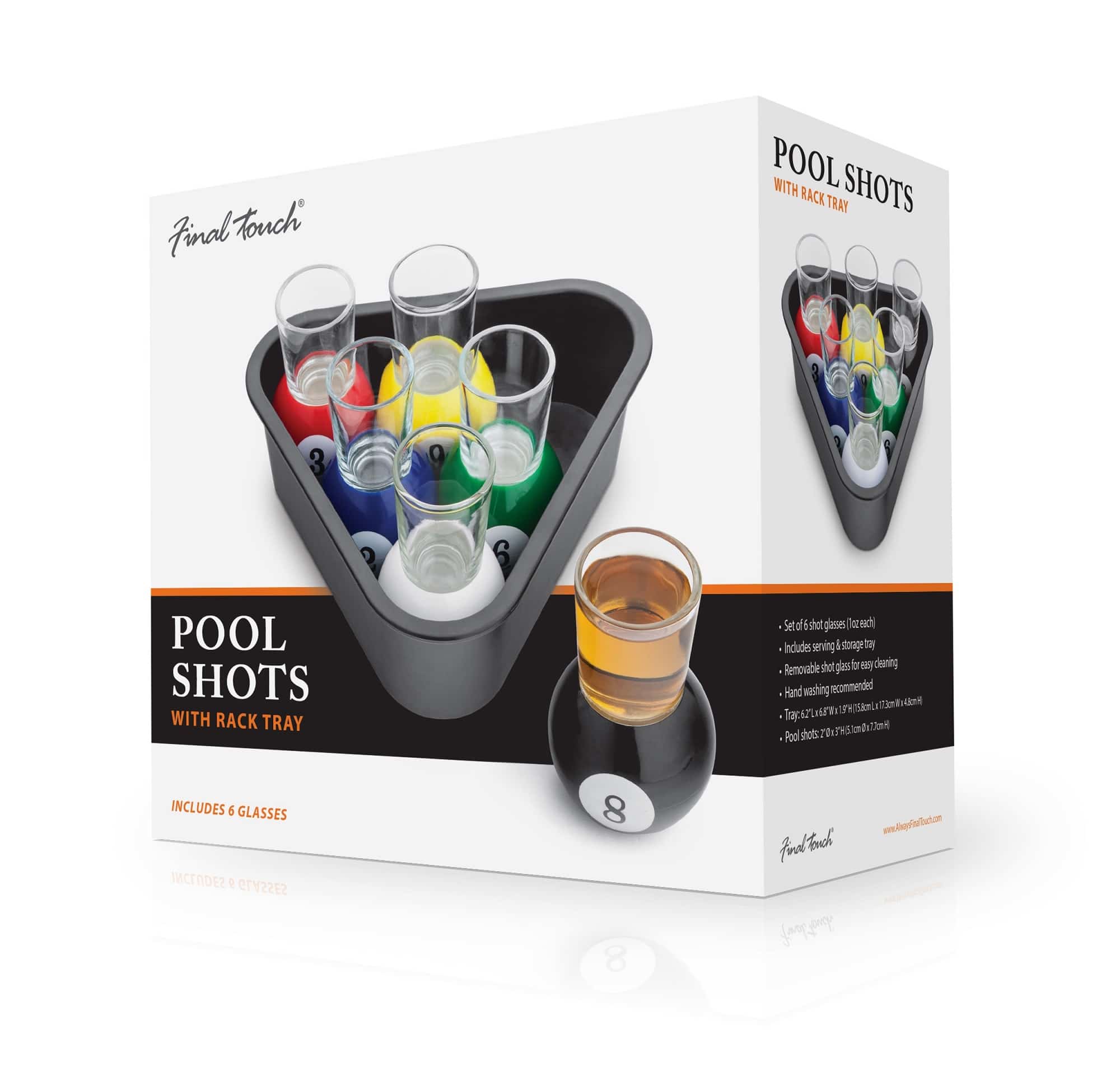 Final Touch Novelty Pool Shot Glasses Set Of 6