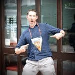 Pizza holder in the street