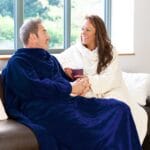 Snug-Rug DELUXE Blanket with Sleeves Navy Blue and Cream