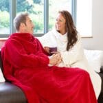Snug-Rug DELUXE Blanket with Sleeves Red and Cream