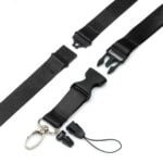Strong Dual Detachable Clip Lanyard ID Neck Strap Black