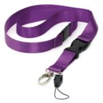 Strong Dual Detachable Clip Lanyard ID Neck Strap Purple