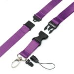 Strong Dual Detachable Clip Lanyard ID Neck Strap Purple
