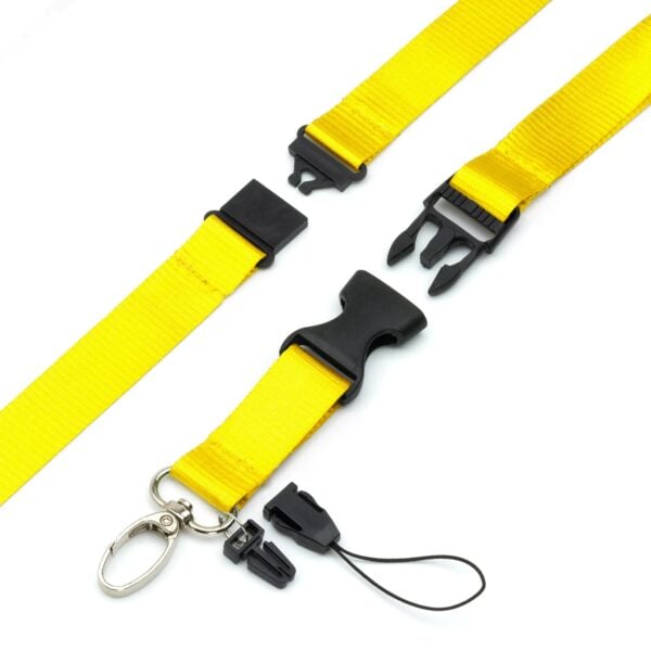Strong Dual Detachable Clip Lanyard ID Neck Strap Yellow