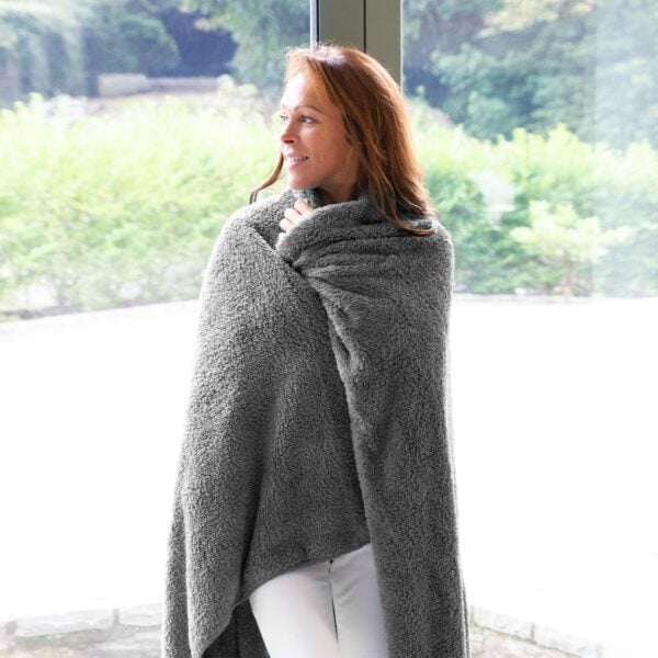 Snug-Rug Sherpa Throw Blanket (Slate Grey)
