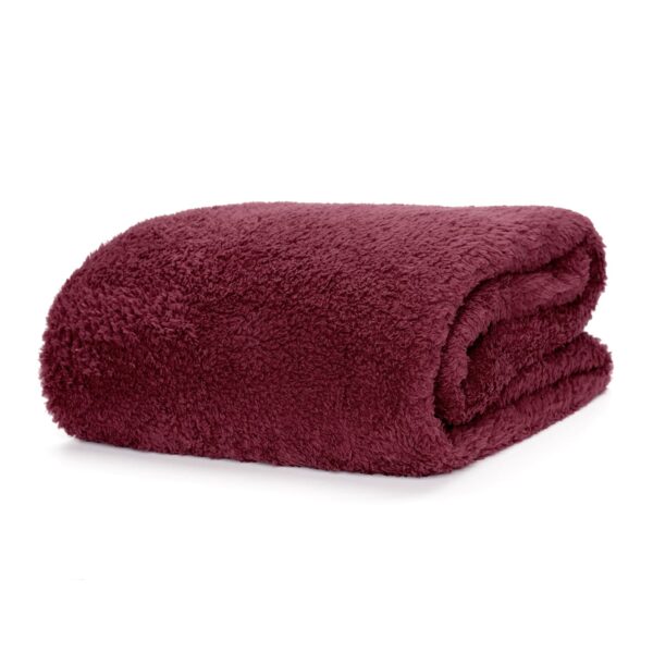 Snug-Rug Sherpa Throw Blanket (Mulberry Red)
