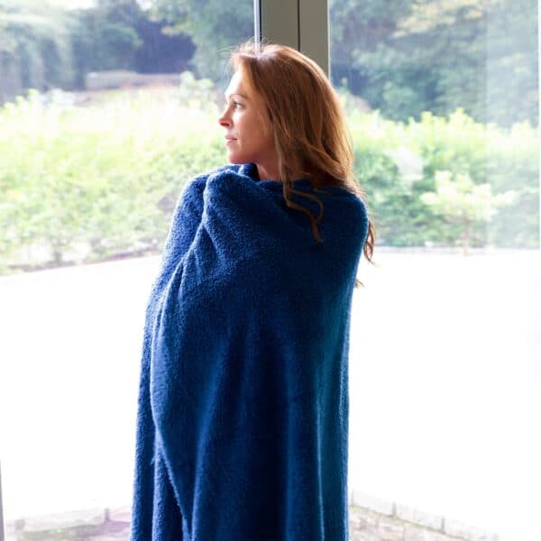 Snug-Rug Sherpa Throw Blanket (Navy Blue)