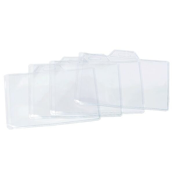 Horizontal ID Badge Card Plastic Holder Pouches