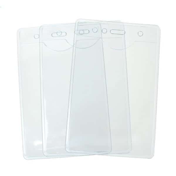 Event Clear Vertical ID Badge Card Plastic Pocket Holder 12.5 x 8cm