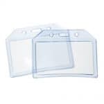Durable Plastic Clear Blue ID Card Badge Holder