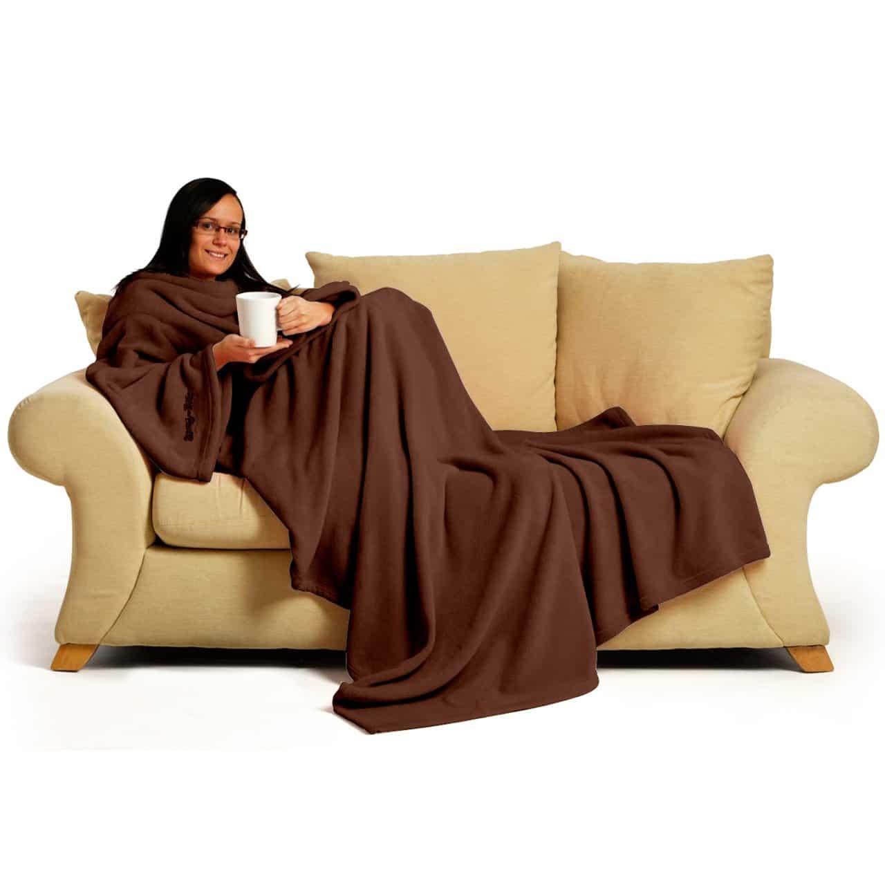 Chocolate Snug-Rug DELUXE Blanket With Sleeves
