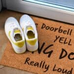 Doorbell broken yell ding dong really loud themed doormat
