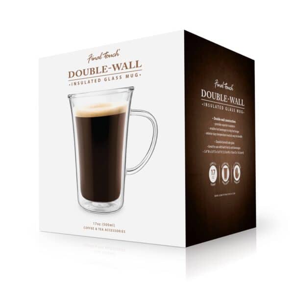 Final Touch Double-Walled Insulated Coffee Glass Mug 500ml