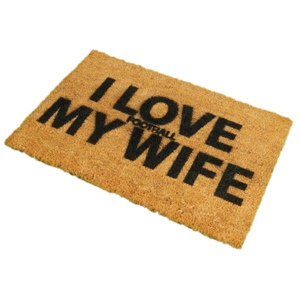 I Love Football My Wife Funny Coir Doormat