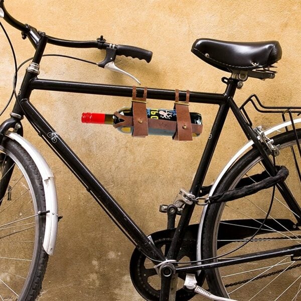 Leather Bicycle Wine Bottle Holder zoom