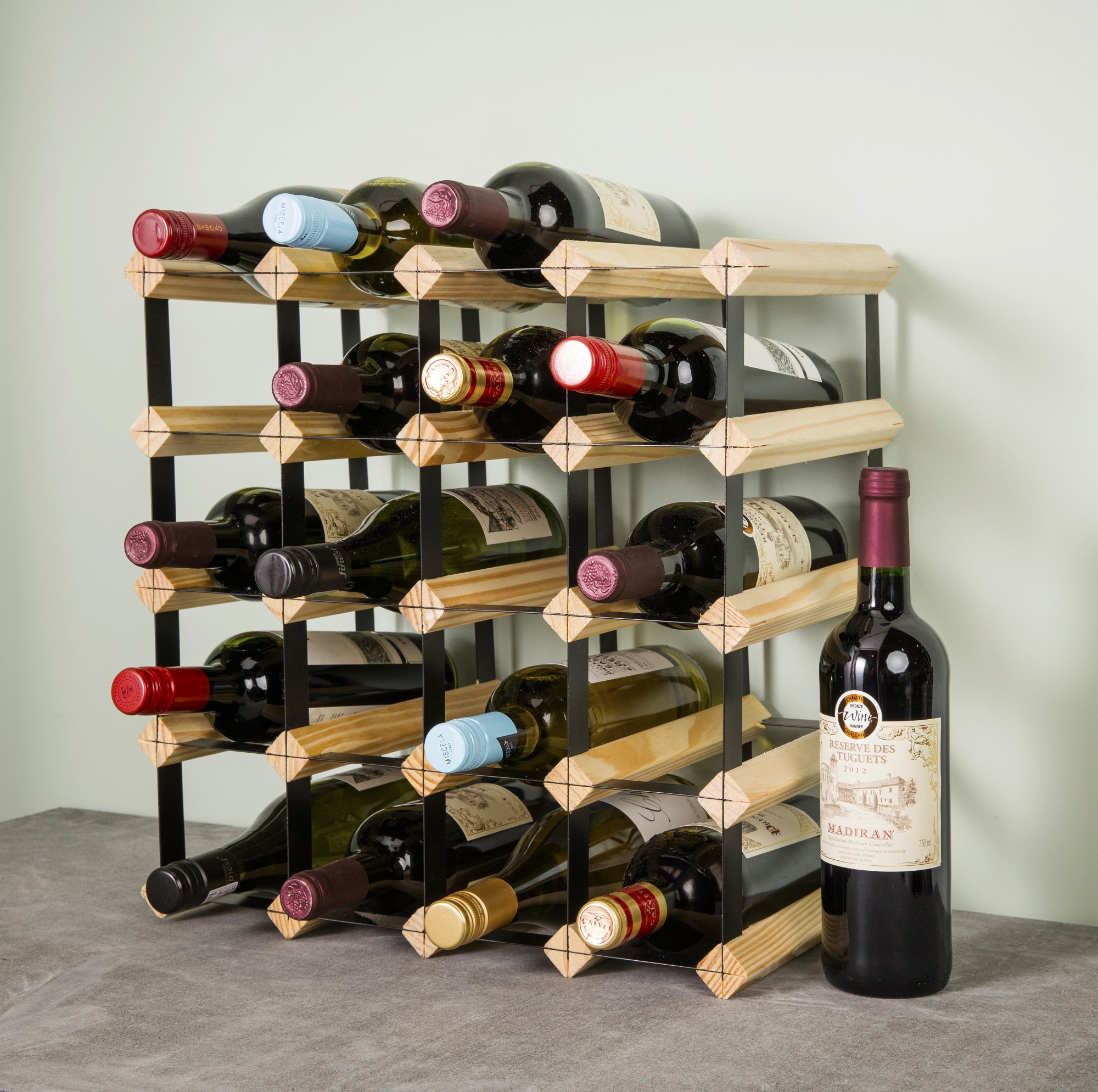 CKB LTD Wood & Metal Wine Rack Stackable Holds 20 bottles
