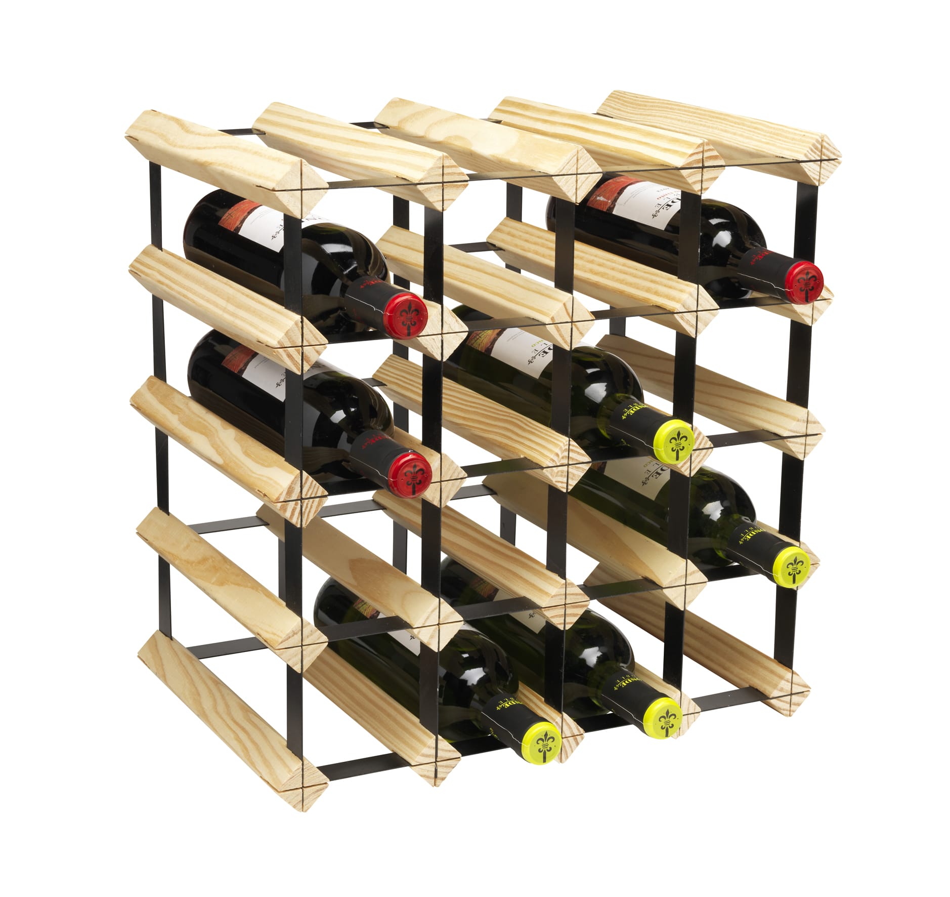 CKB LTD Wood Metal Wine Rack  Stackable Holds 20 bottles