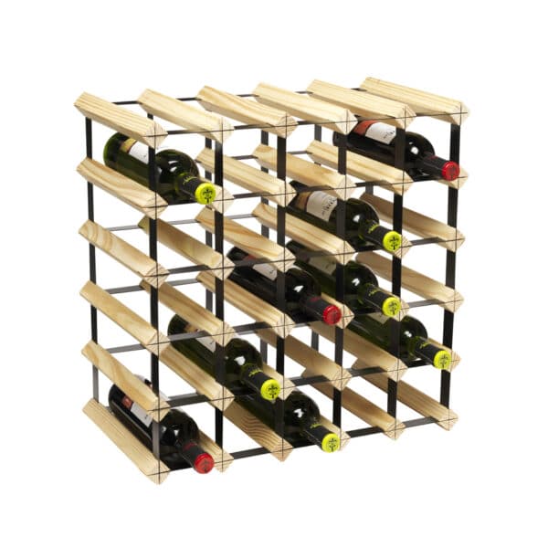 Wood & Metal Wine Rack Stackable - 30 bottles