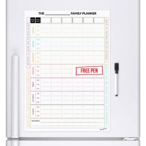 Includes 4 Markers and Big Eraser with Magnets Refrigerator White Board Organizer and Planner Magnetic Dry Erase Whiteboard Sheet for Kitchen Fridge: with Stain Resistant Technology 20x13 