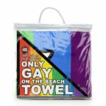 Rainbow Stripes ‘Only Gay On The Beach’ Towel (76 x 152cm)
