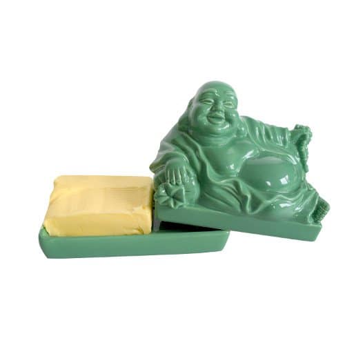 Buddha Decoration Butter Dish Tray With Lid - Jade Green