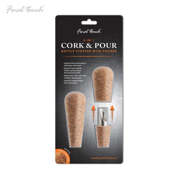 Final Touch Cork Wine Pourer Bottle Stoppers