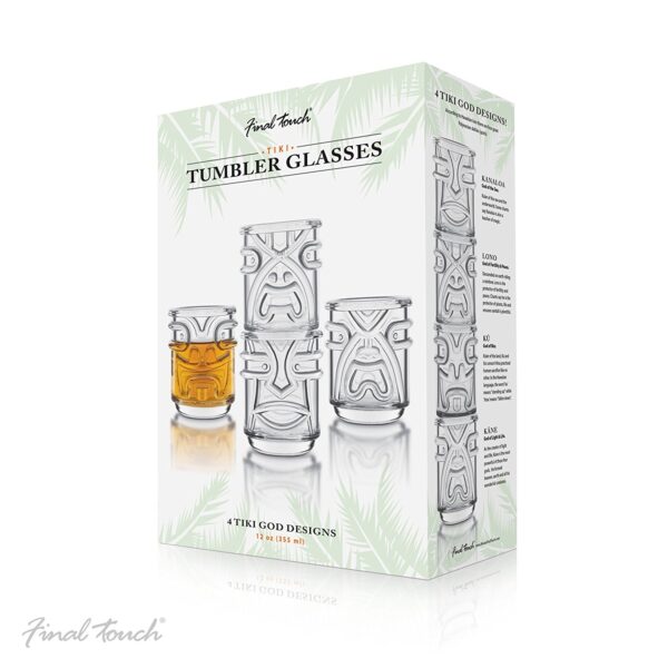 Final Touch TIKI Stackable TUMBLERS Drinking Glasses Boxed