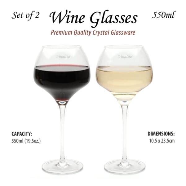 Vinalito Red or White Wine Crystal Stem Glass