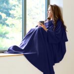 Snug-Rug COSY Fleece Blanket with Sleeves Navy Blue