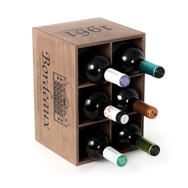 Wine 6 Bottle Holder Rustic Wood Crate Storage Rack Display