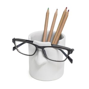 White Mr Tidy Pen Pencil Pot Reading Eye Glasses Holder Novelty