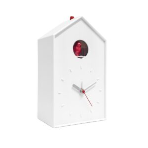 Cuckoo Alarm Clock Modern White Plastic Battery Operated