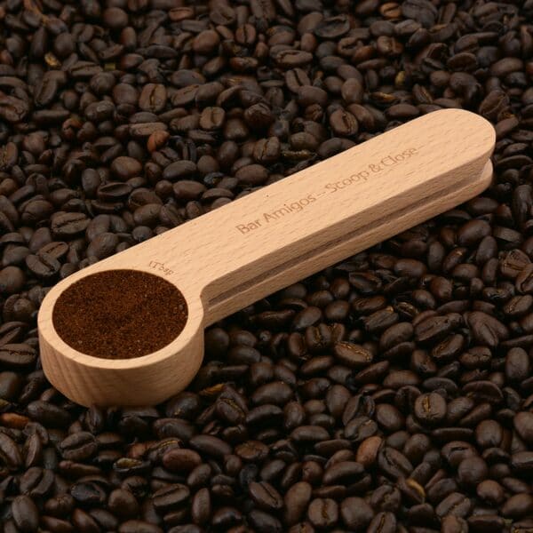 Wooden Coffee Measuring Scoop and Bag Sealer Clip
