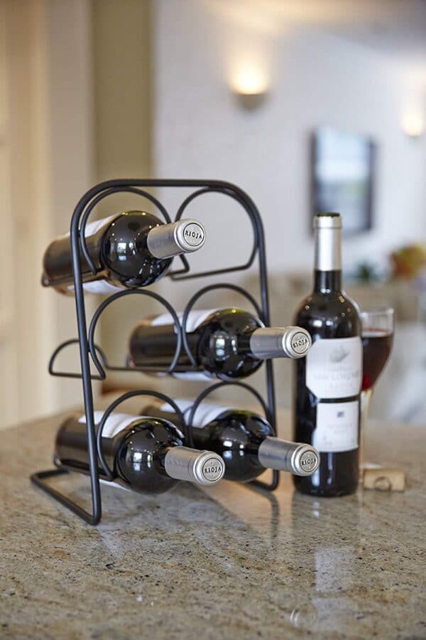 Black 6 bottle wine rack