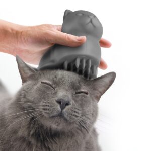 Grey Soft Silicone Cat Grooming Brush