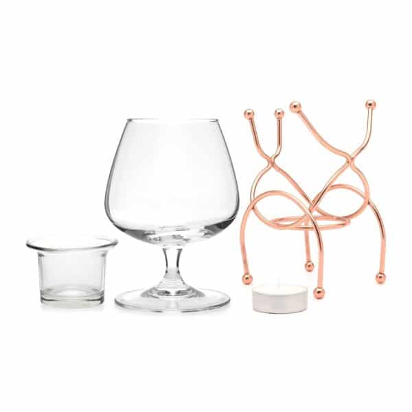 Brandy Warmer Set Snifter Glass With Copper Stand