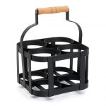 Metal Milk Bottle Holder with Wooden Handle
