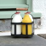 Metal Milk Bottle Holder with Wooden Handle