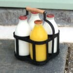 Metal Milk Bottle Holder with Wooden Handle