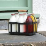 Metal Milk Bottle Holder with Wooden Handle