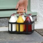 Metal Milk Bottle Holder with Wooden Handle