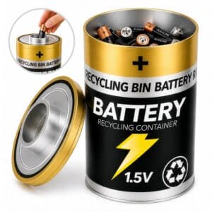 Battery Waste Recycling Bin Small Storage Container Tin