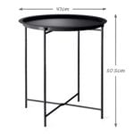 Black Steel Outdoor Bistro Table Foldable With Removable Tray