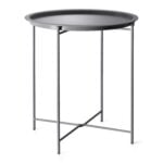 Charcoal Grey Steel Outdoor Bistro Table Foldable With Removable Tray