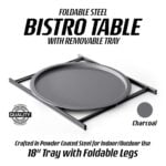 Charcoal Grey Steel Outdoor Bistro Table Foldable With Removable Tray